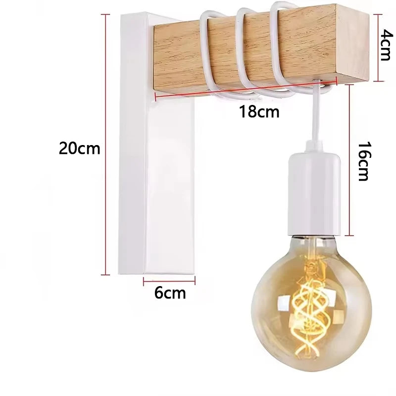 Modern vägglampa i trä & metall