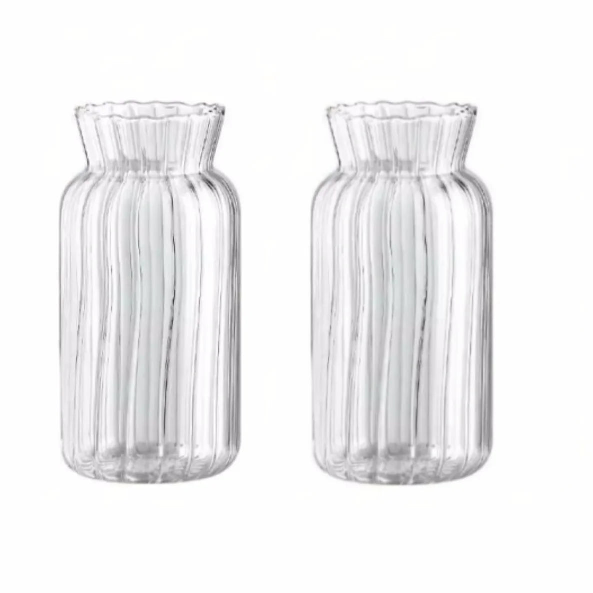 Transparent glasvas i retro randig design