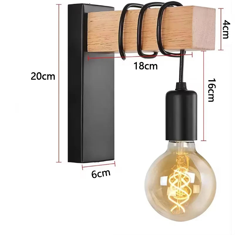 Modern vägglampa i trä & metall