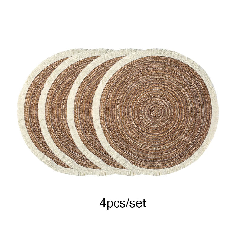 Runda flätade bordstabletter 4-pack