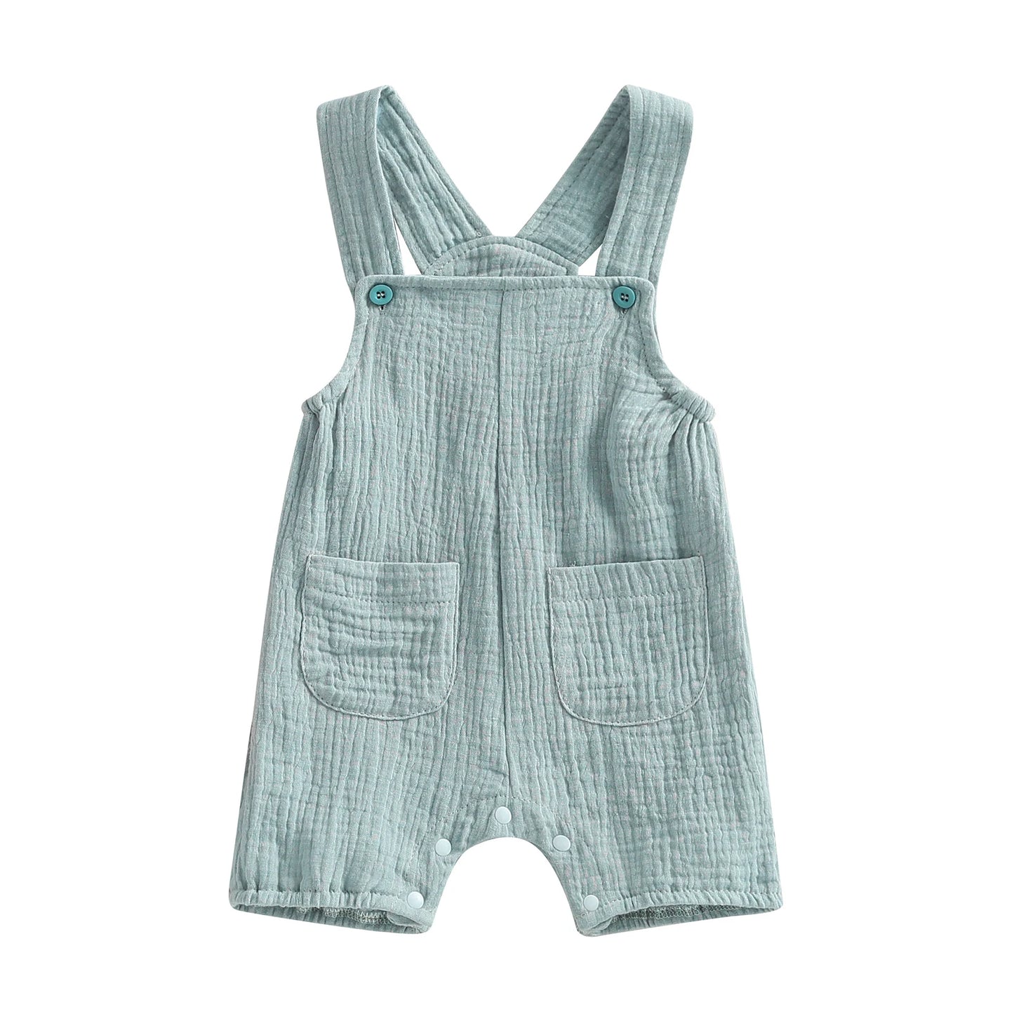 Somrig babyromper med hängslen