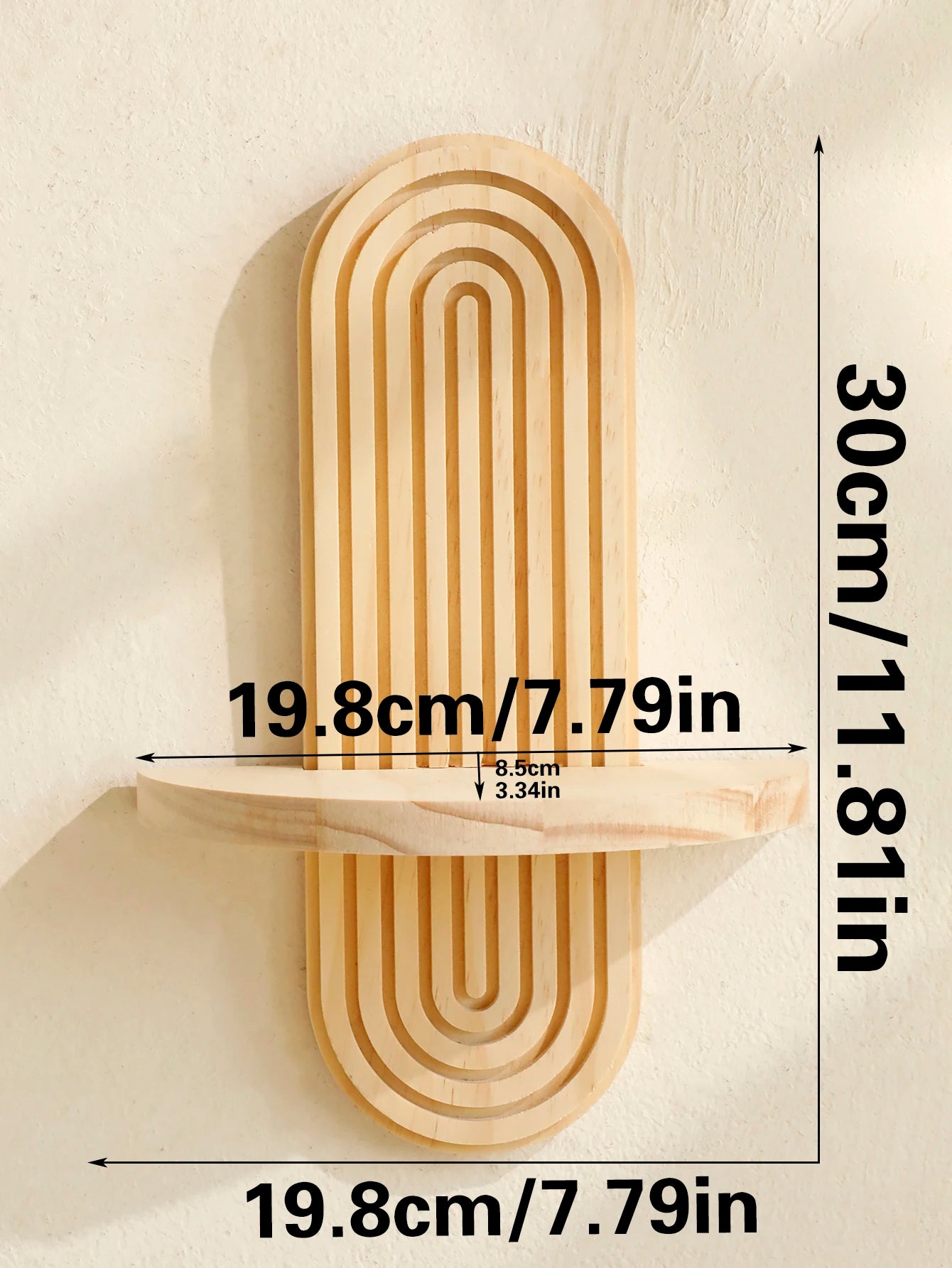 Boho väggmonterad trähylla