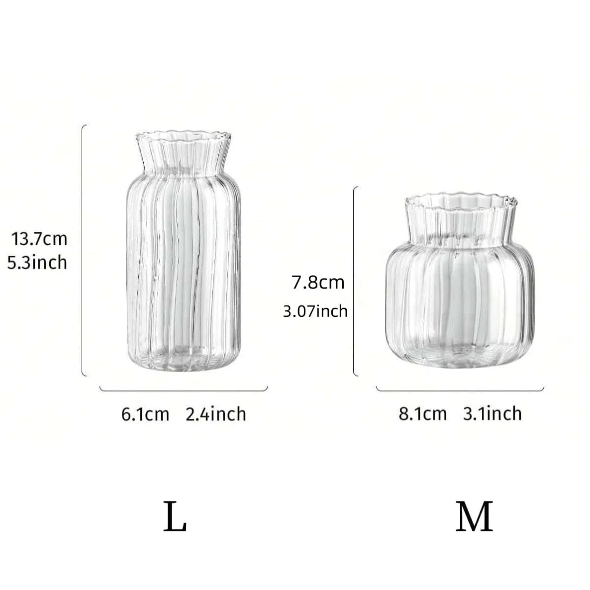 Transparent glasvas i retro randig design