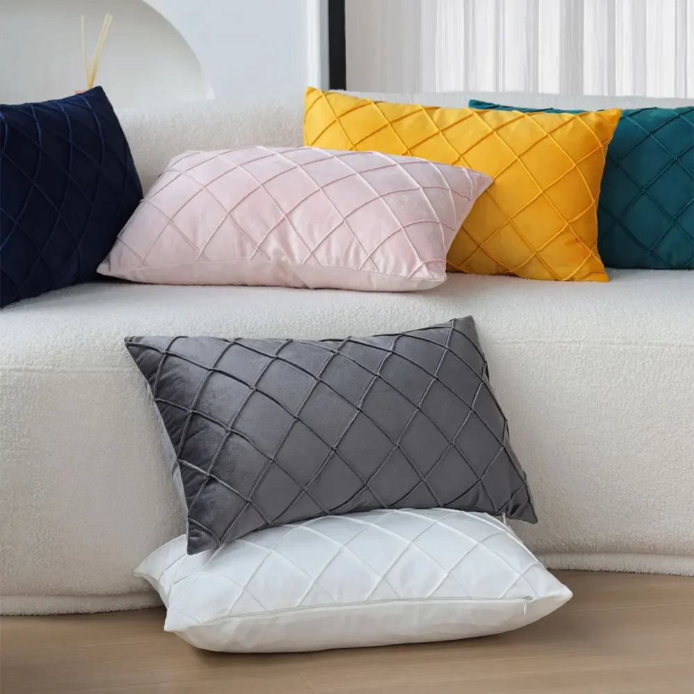 Kuddfodral i sammet 30x50 cm – enfärgat & mjukt