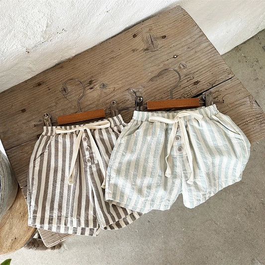 Randiga shorts i linnemix