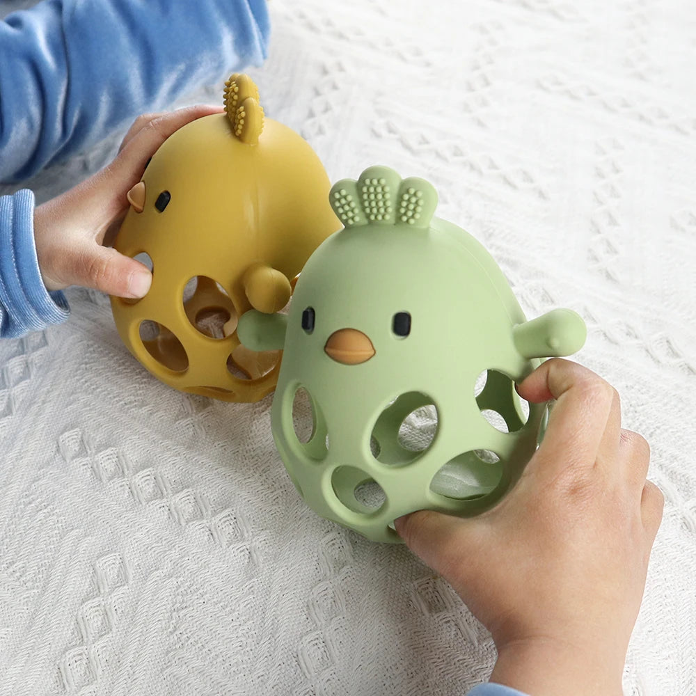 Silikonbitleksak i kycklingdesign