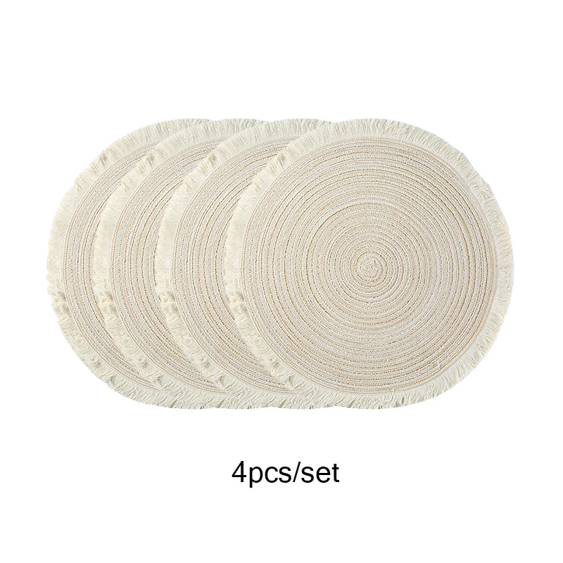 Runda flätade bordstabletter 4-pack