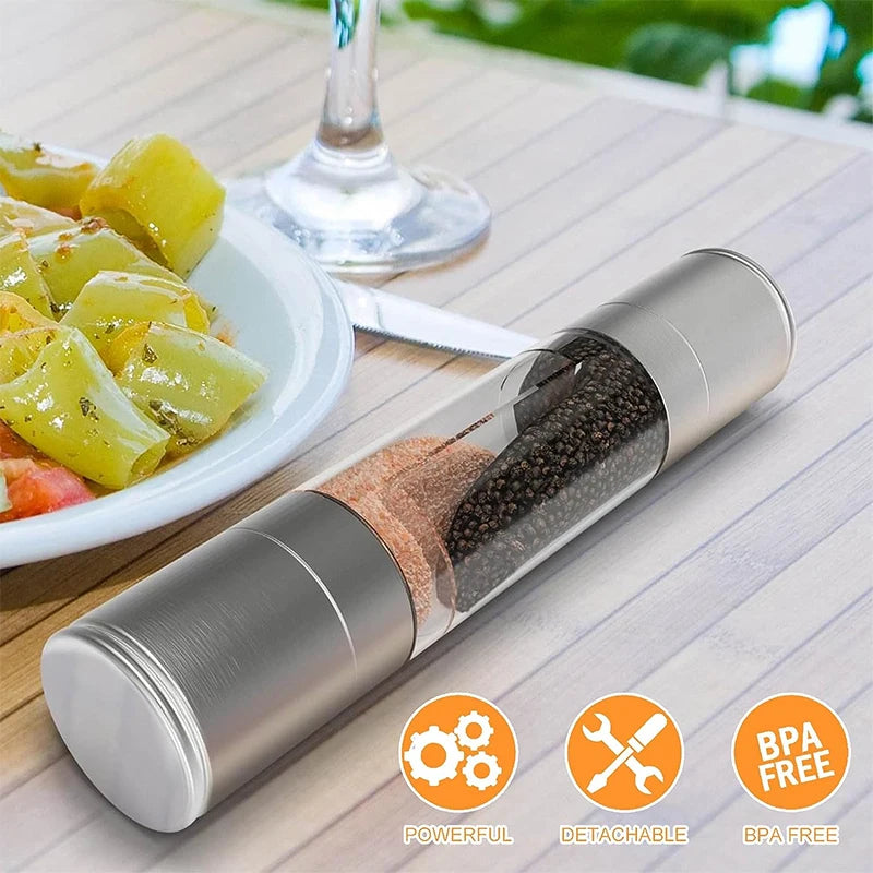Salt- & pepparkvarn i rostfritt stål med justerbart keramiskt malverk