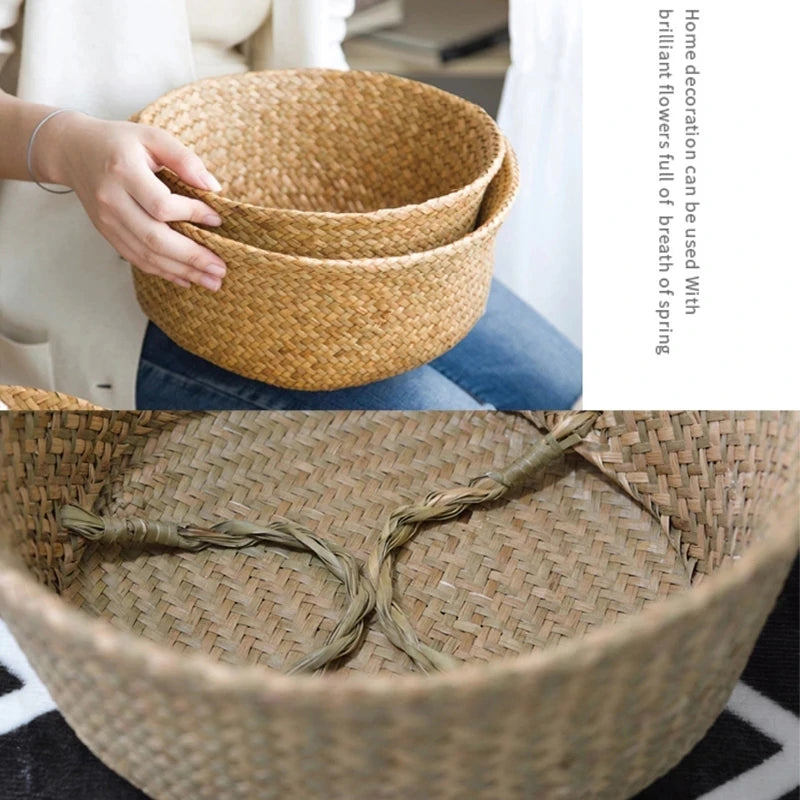 Woven basket in natural material