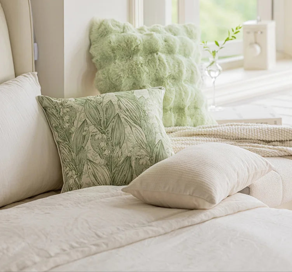 Matcha-gröna kuddfodral i olika varianter