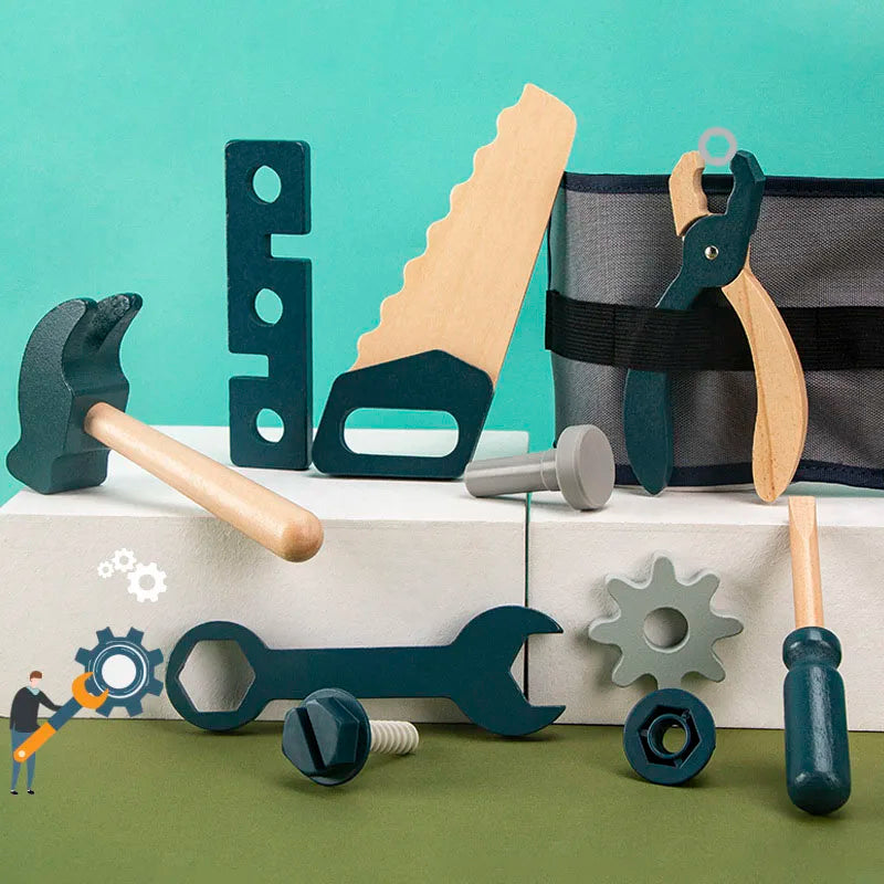 Lekfullt verktygsset i trä