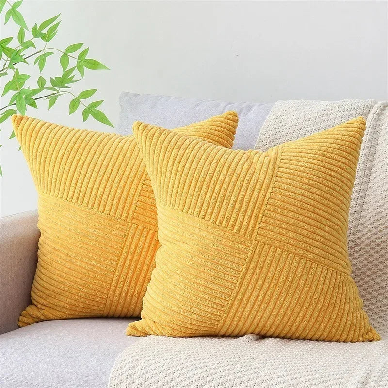 Lyxigt kuddfodral i randig manchester