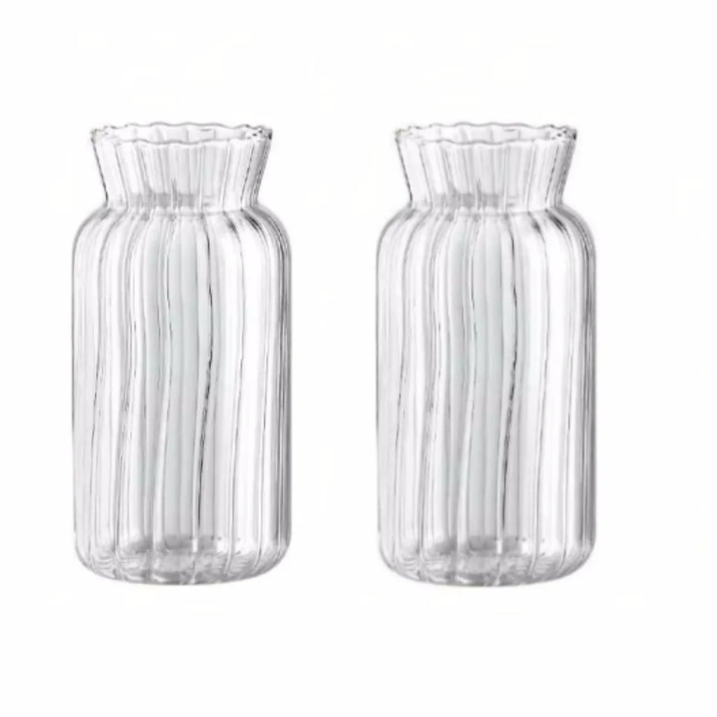 Transparent glasvas i retro randig design