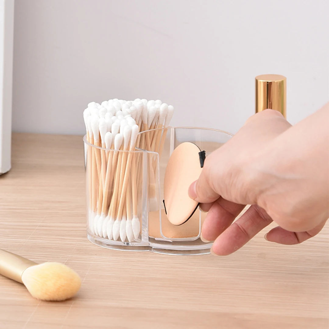 Transparent förvaring med dubbla fack för bomullspads & tops