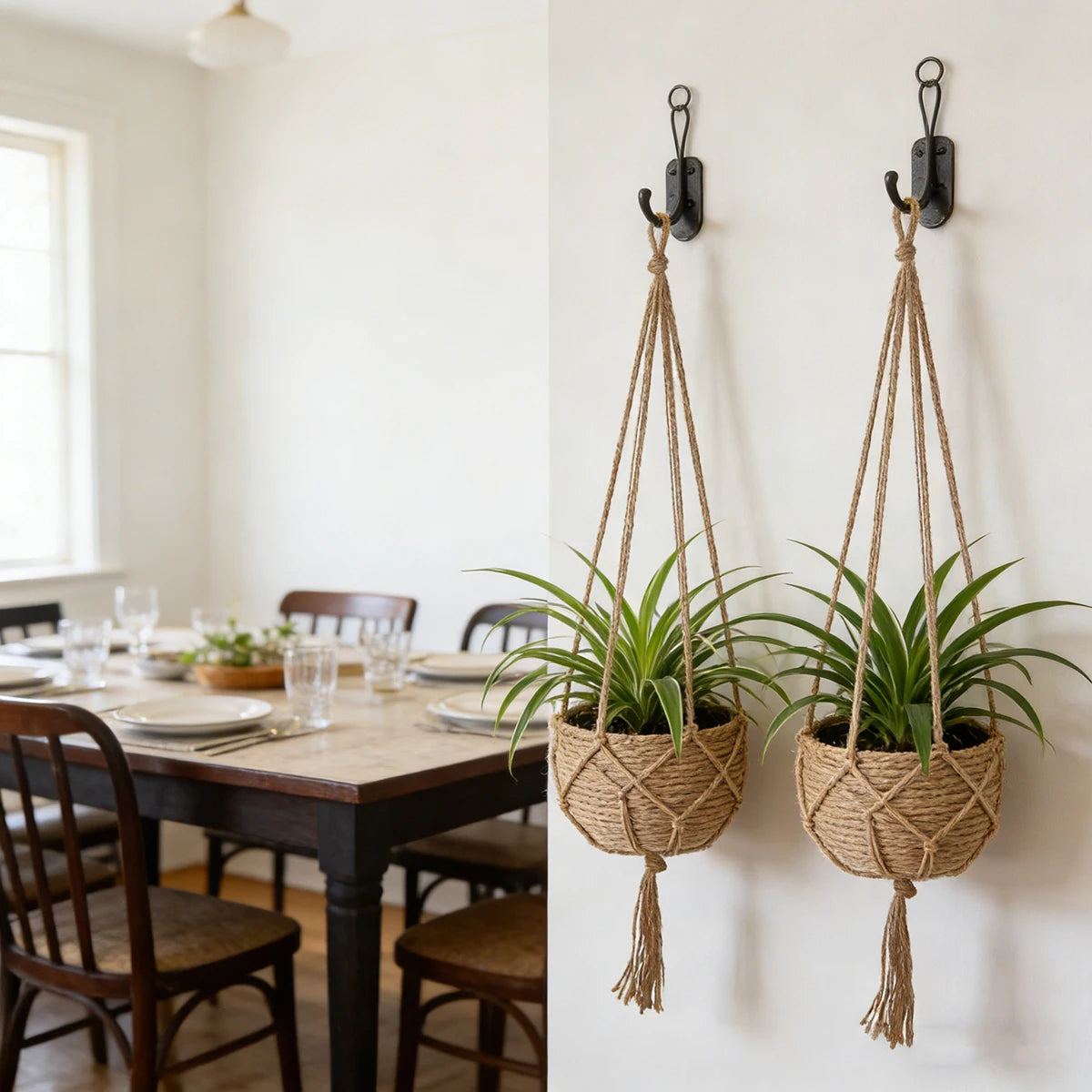 Hängande planteringskorg i rotting