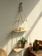 Handmade macramé wall shelf