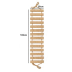 Klätterbro i trä och sisal för lek och aktivering