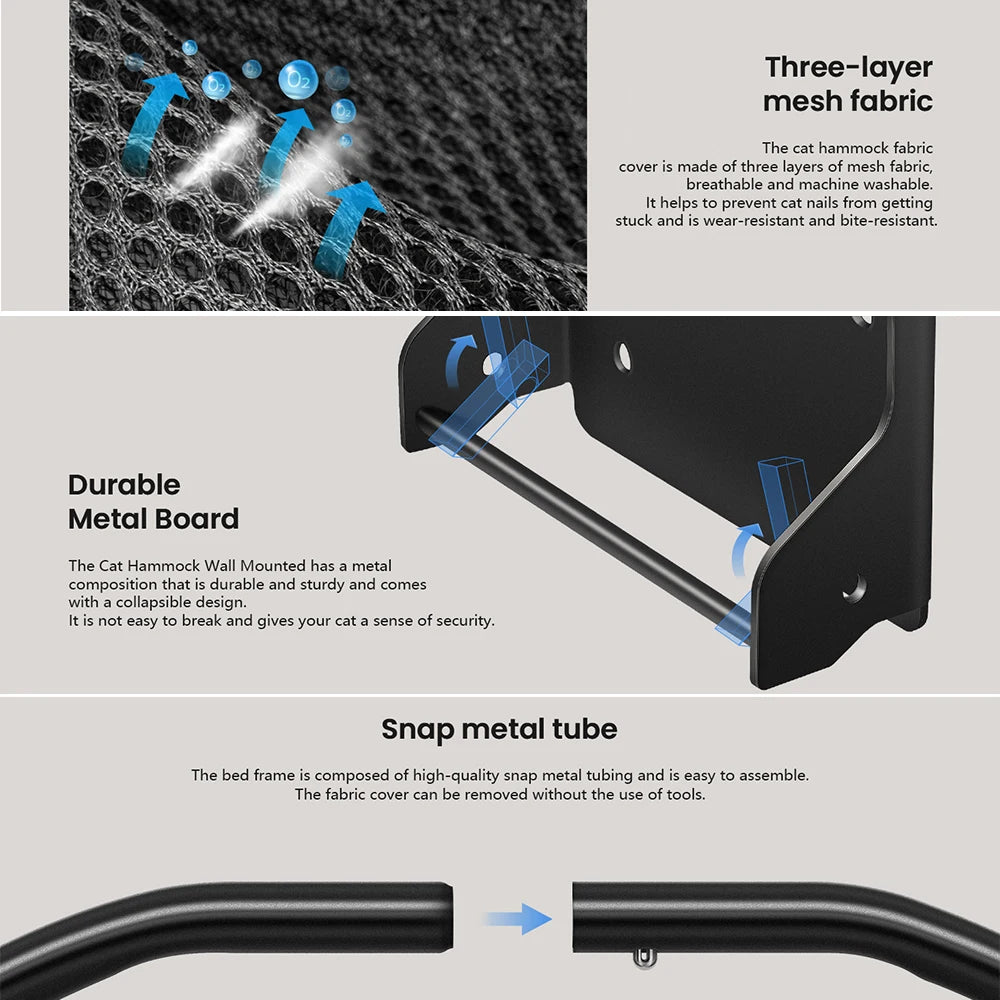 Väggmonterad katt-hammock – hopfällbar och stabil viloplats