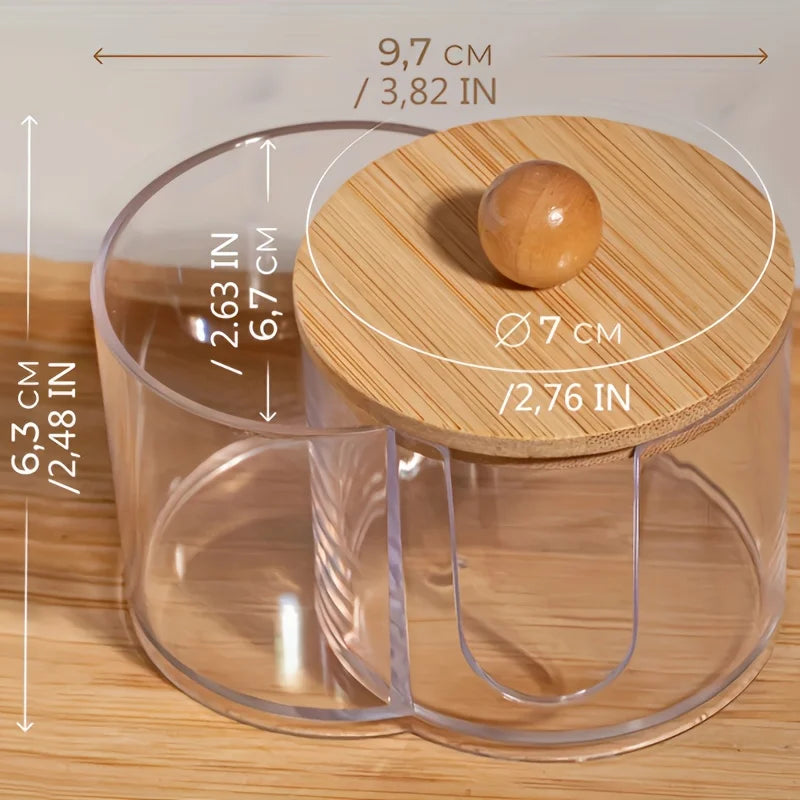 Transparent förvaring med dubbla fack för bomullspads & tops