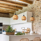 Handgjord taklampa i bambu & rotting