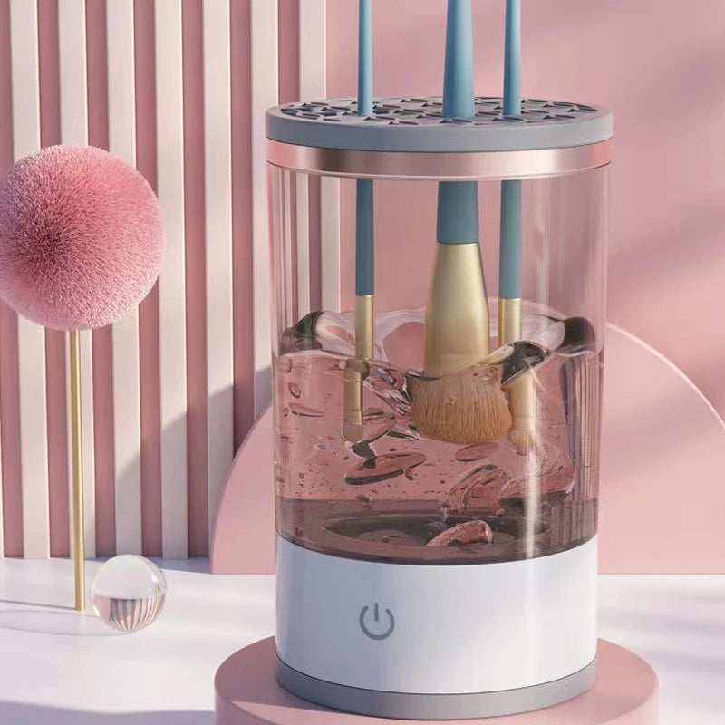 Automatisk sminkborstrengörare