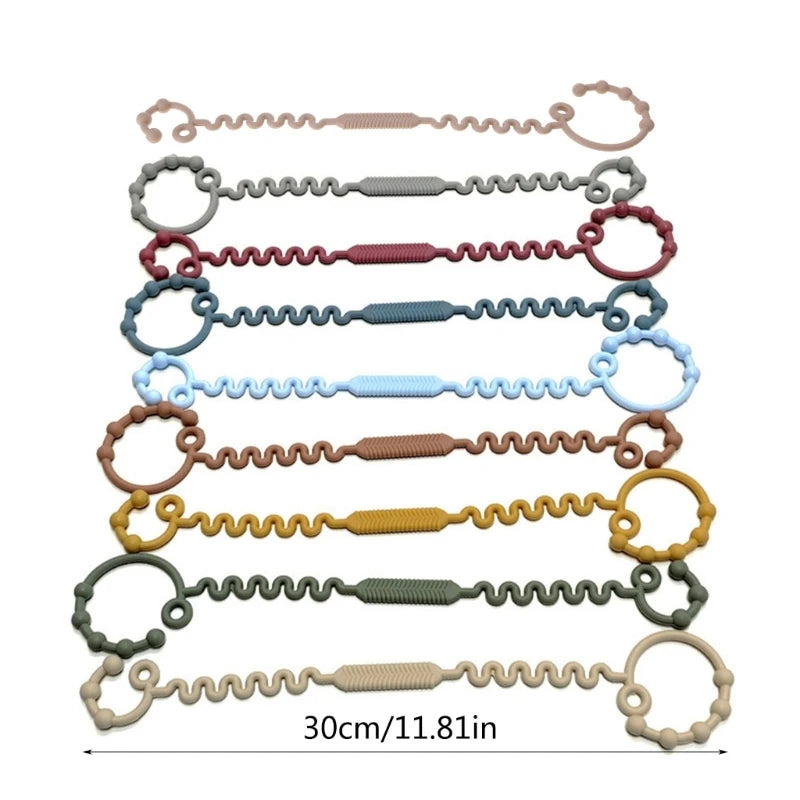 Justerbar silikonrem för nappflaska, napp eller leksak