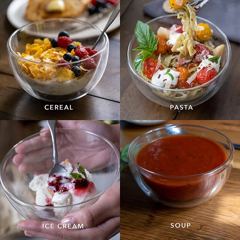 Värmetålig & stilren dubbellagrad glasskål