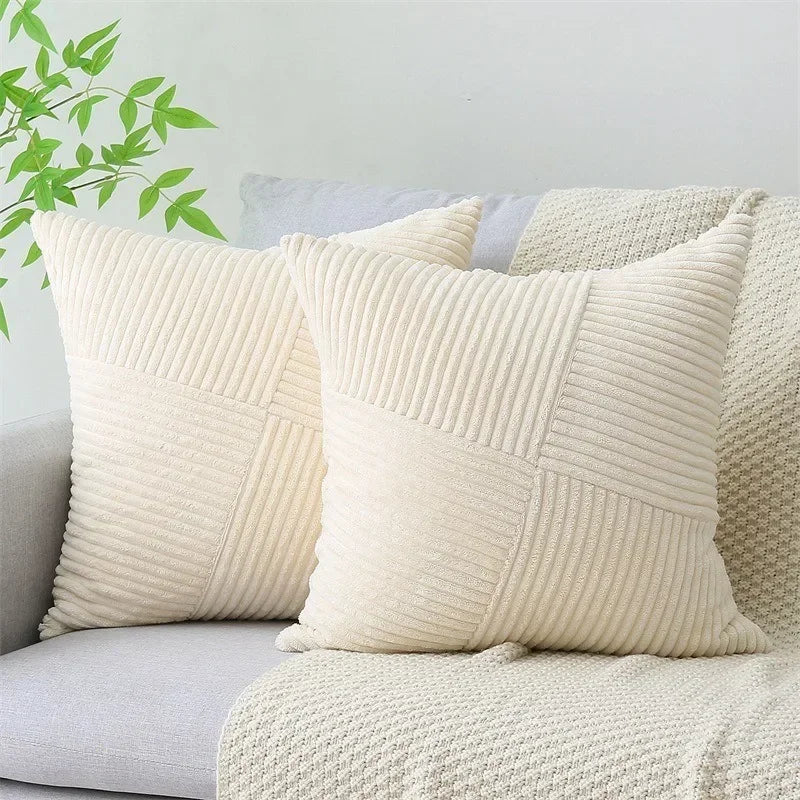 Lyxigt kuddfodral i randig manchester