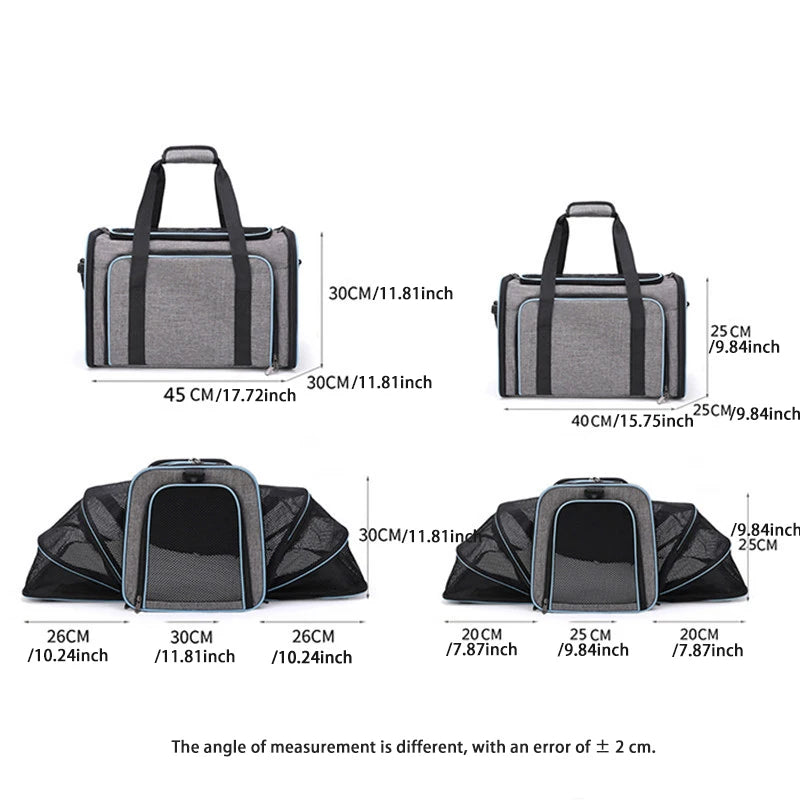 Hopfällbar transportväska med expansionsfunktion