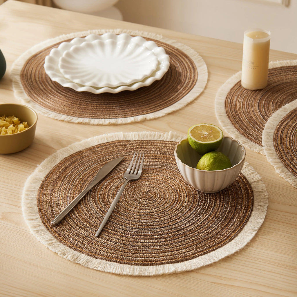 Runda flätade bordstabletter 4-pack