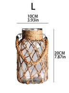 Stilren bordsvas i glas & rep