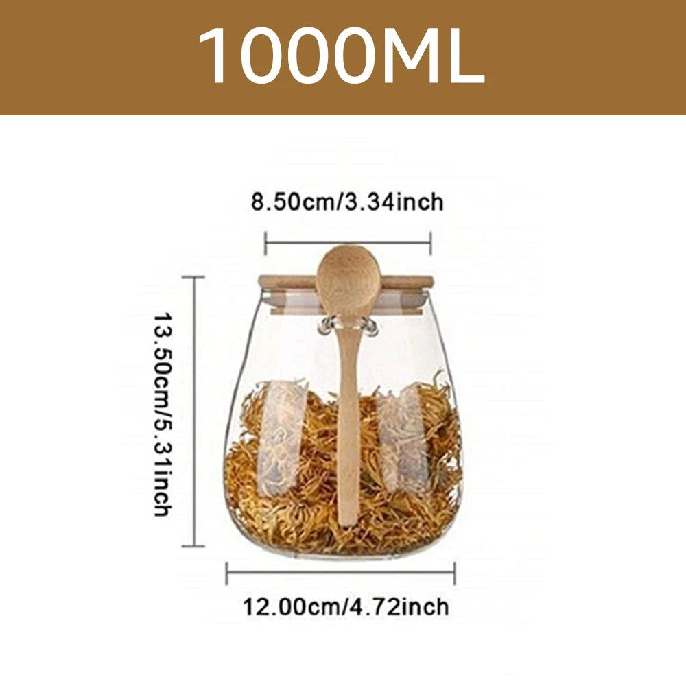 Glasburk med lock och sked