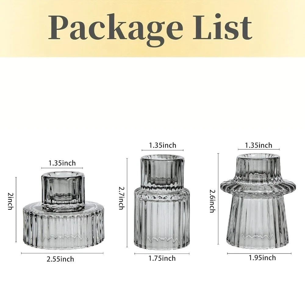 Ljusstakar i glas 3-pack