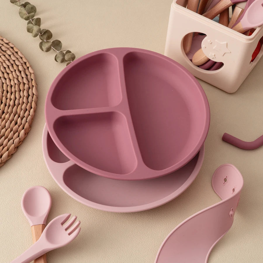 BPA-fri sugtallrik i silikon med fack