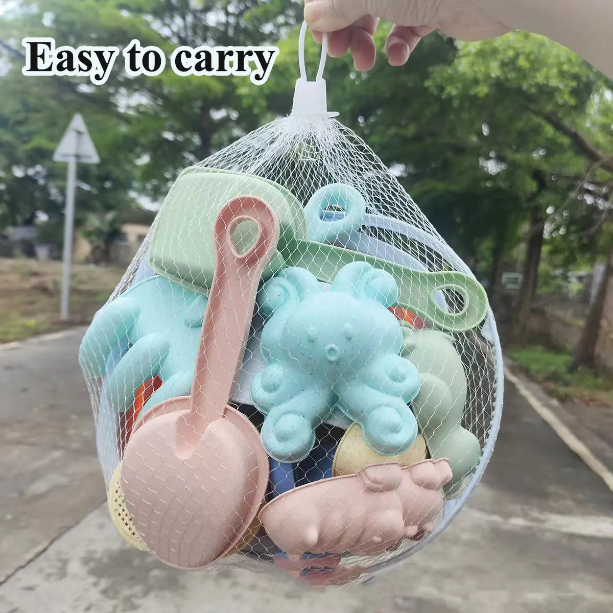 Strandset med vikbar hink