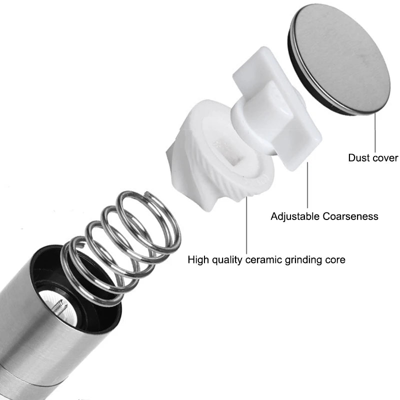 Stainless steel salt &amp; pepper mill with adjustable ceramic grinder