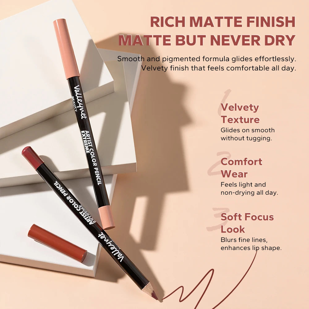 Läpp- & eyeliner-set i nude och bruna toner med matt finish