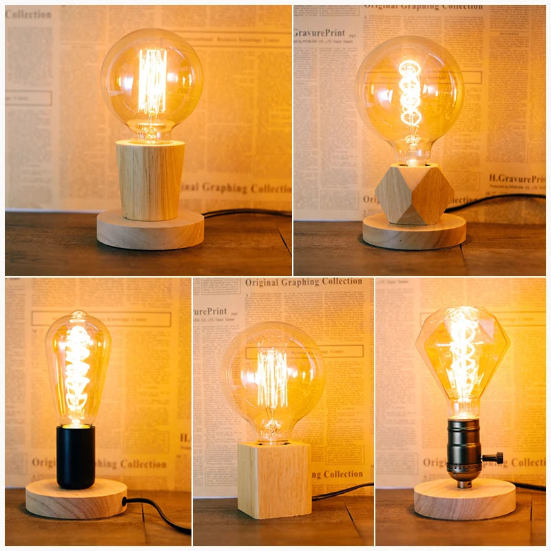 Minimalistisk bordslampa i trä