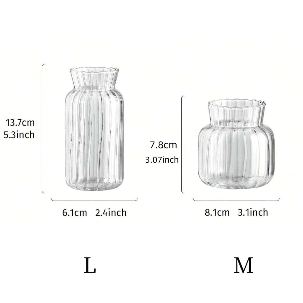 Transparent glasvas i retro randig design