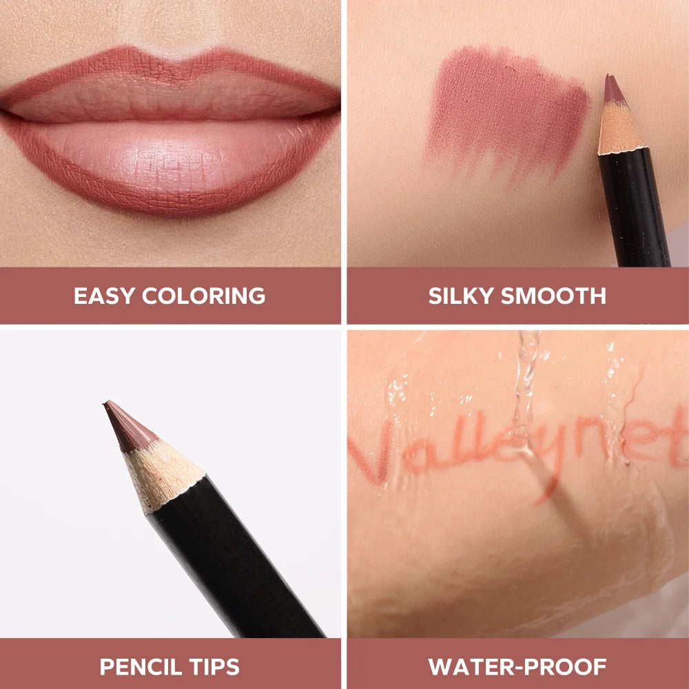 Läpp- & eyeliner-set i nude och bruna toner med matt finish