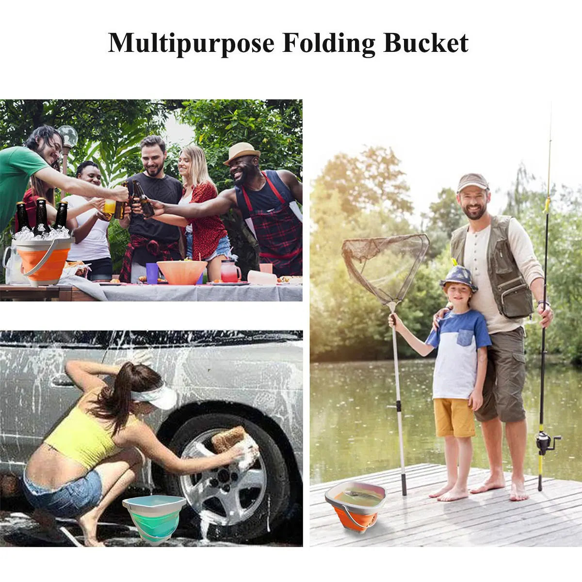 Strandset med vikbar hink