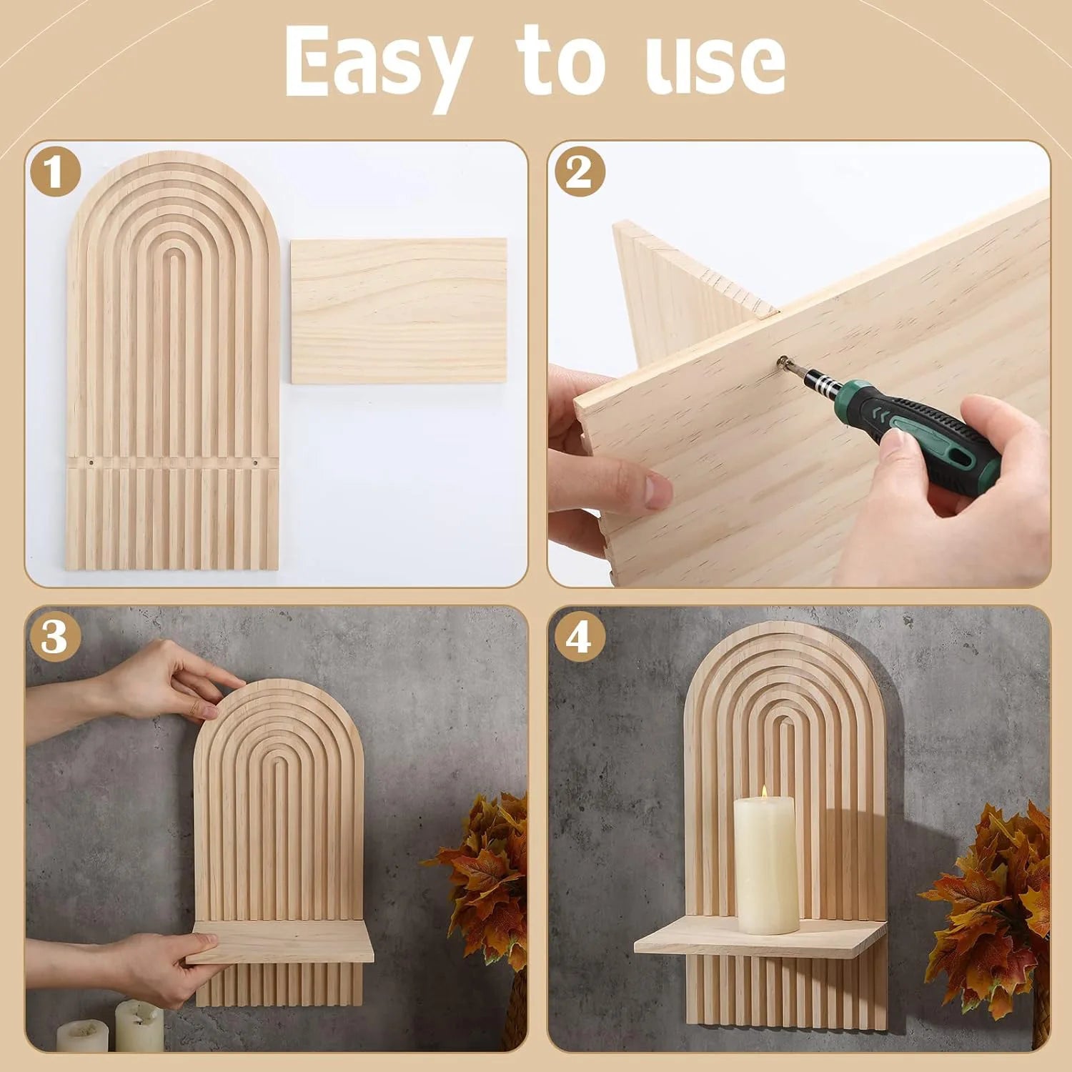 Flytande vägghylla i trä