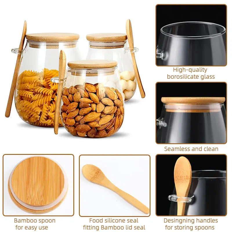 Glasburk med lock och sked