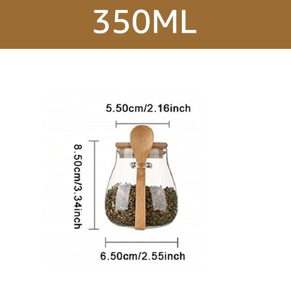 Glasburk med lock och sked
