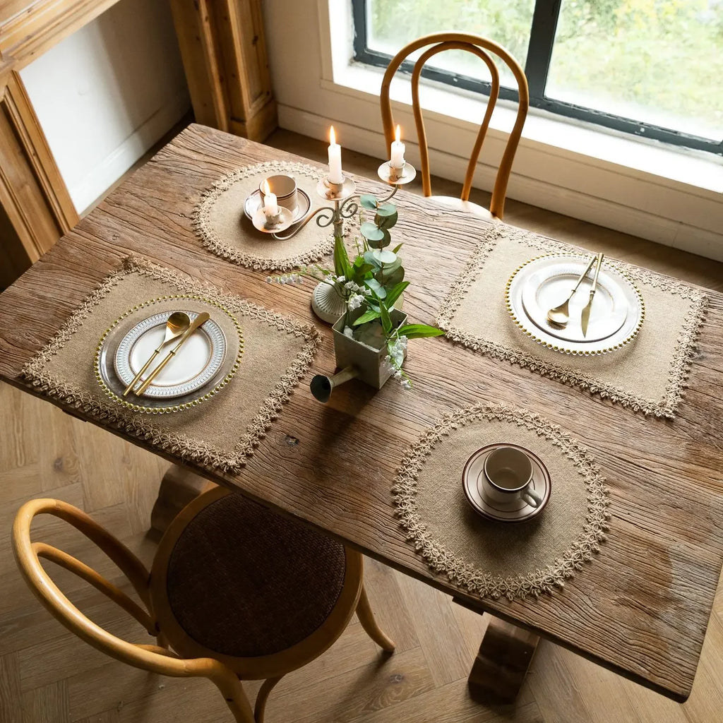 Flätade bordstabletter i juteimitation 2-pack