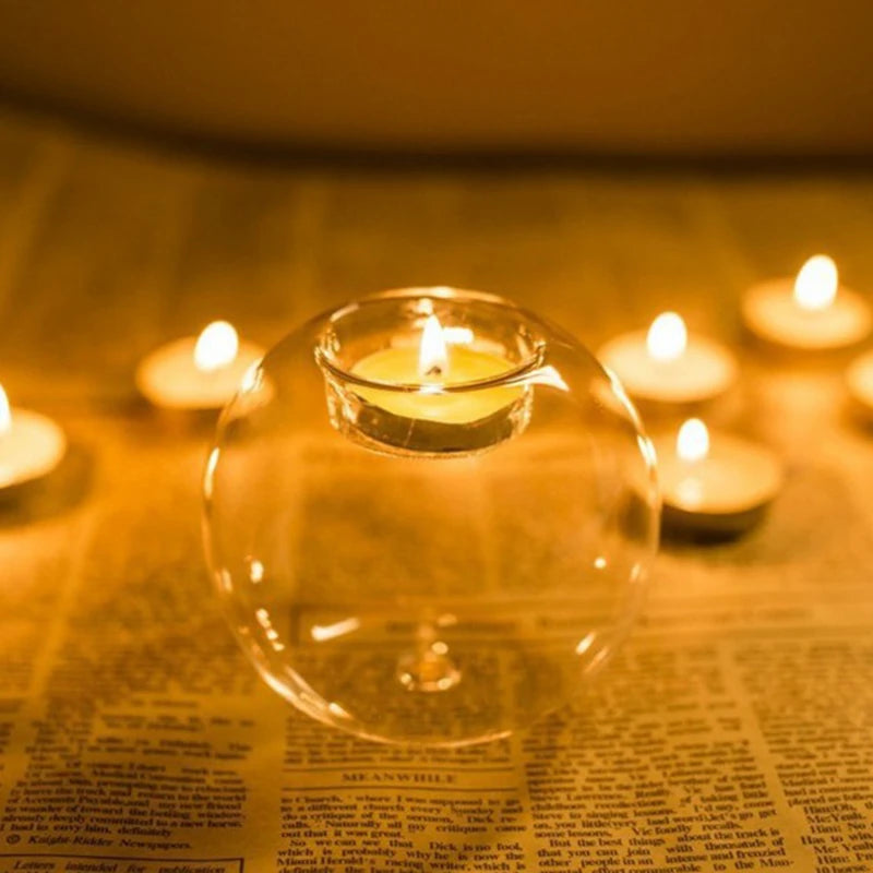 Rund ljuslykta i klarglas