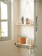 Handmade macramé wall shelf