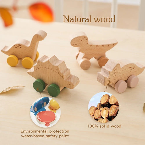 Wooden dinosaur car