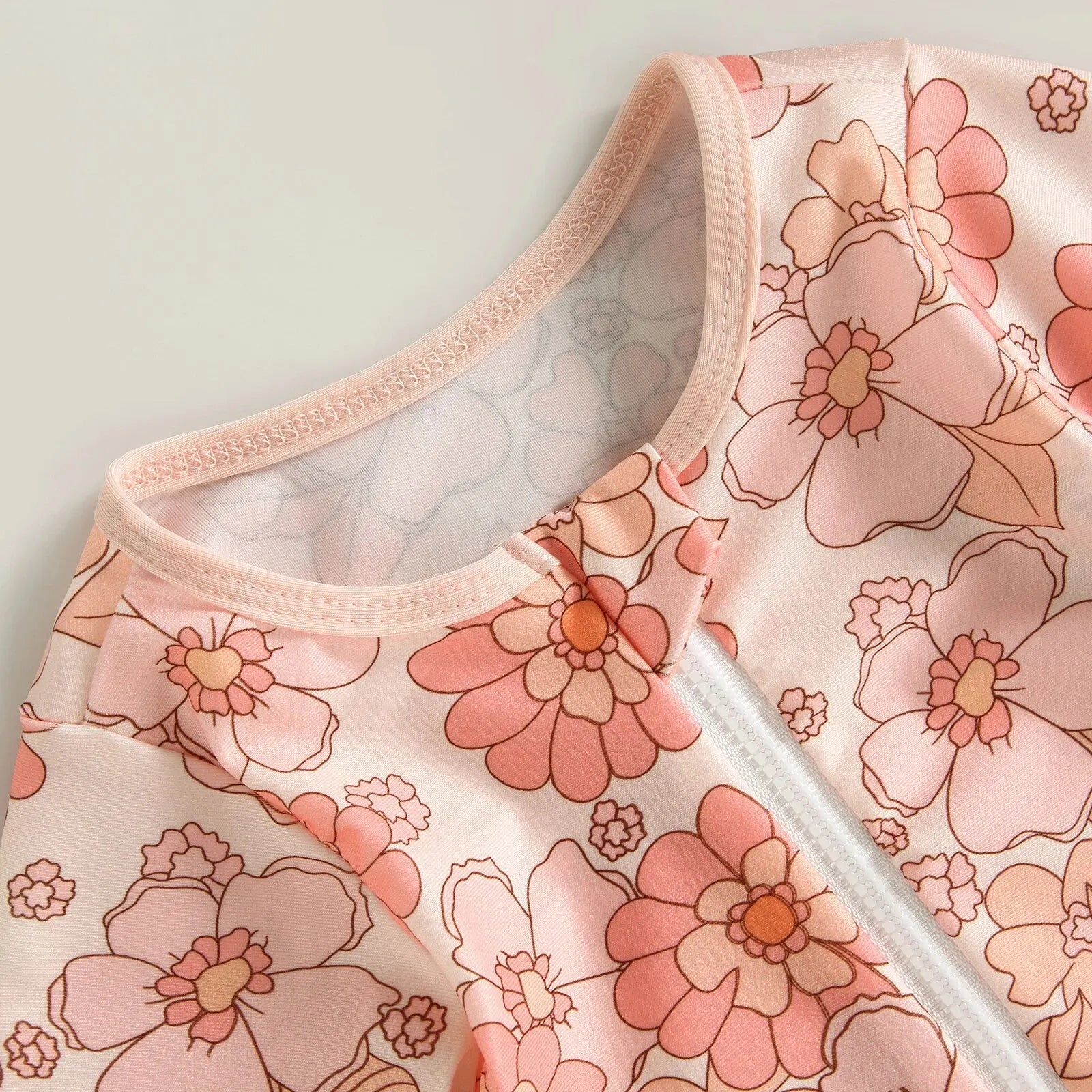 Långärmad baddräkt med dragkedja & badmössa