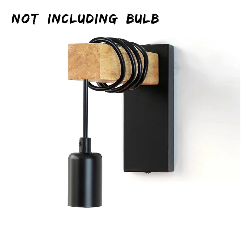 Modern vägglampa i trä & metall